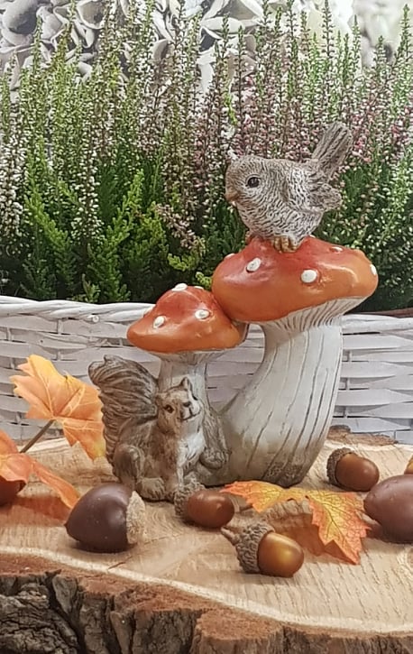 Podzimní dekorace-Ptáček s veverkou