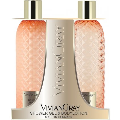 Luxusní SET Sprchový gel a Tělové mléko Vivian Gray CRYSTAL ORANGE Neroli a Ambr