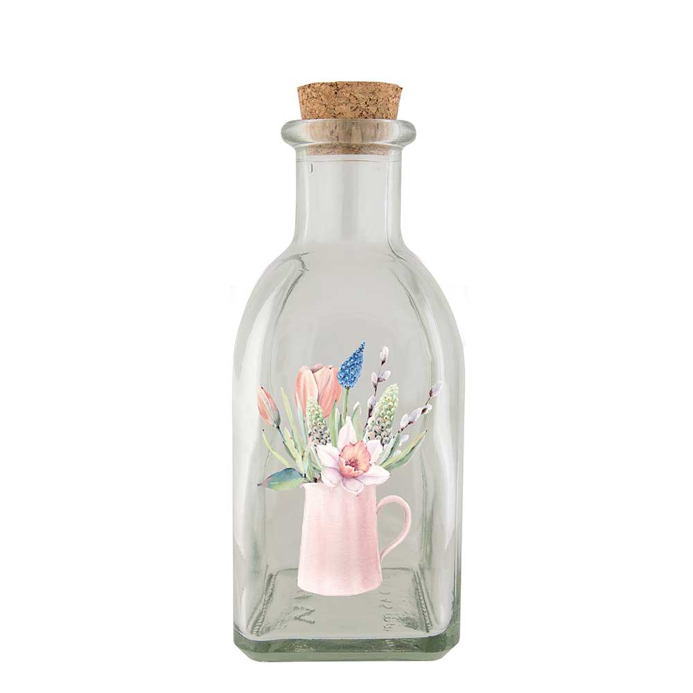 Skleněná lahvička 250 ml – Květiny